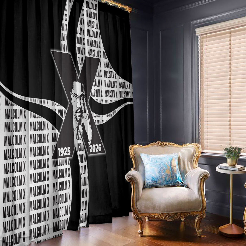 Malcolm X Legacy 1925-2026 Window Curtain African American Heritage - Iconic Portrait Silhouette