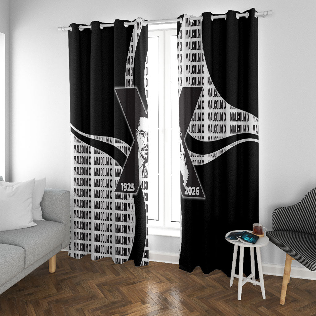 Malcolm X Legacy 1925-2026 Window Curtain African American Heritage - Iconic Portrait Silhouette