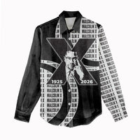 Malcolm X Legacy 1925-2026 Women Casual Shirt African American Heritage - Iconic Portrait Silhouette