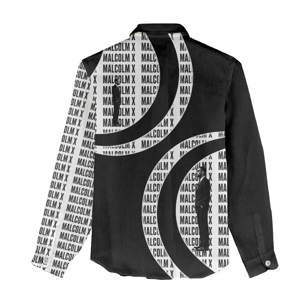 Malcolm X Legacy 1925-2026 Women Casual Shirt African American Heritage - Iconic Portrait Silhouette