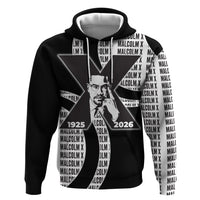 Malcolm X Legacy 1925-2026 Zip Hoodie African American Heritage - Iconic Portrait Silhouette