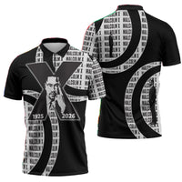 Malcolm X Legacy 1925-2026 Zipper Polo Shirt African American Heritage - Iconic Portrait Silhouette