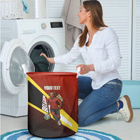 Personalized Belgium Red Devils Football Mascot Laundry Basket Fierce Devil Graphic With Belgian Flag