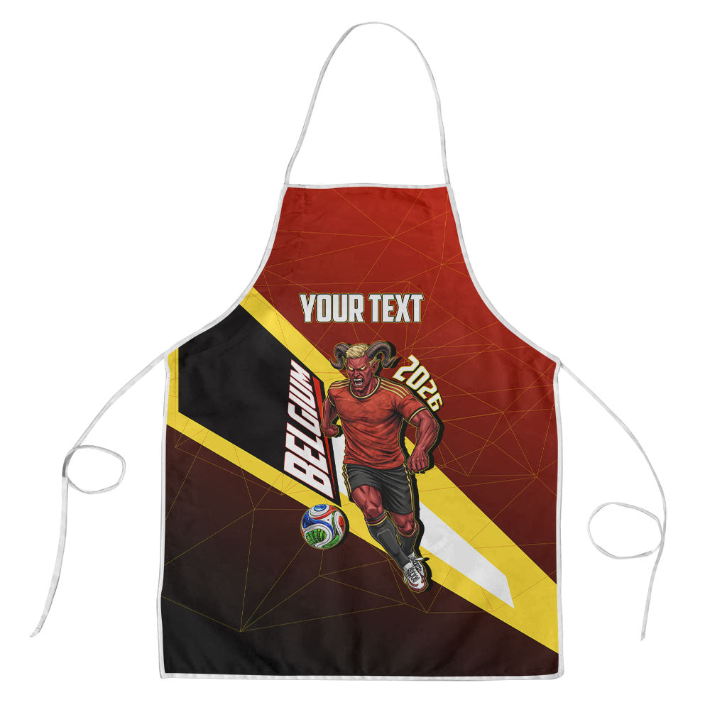 Personalized Belgium Red Devils Football Mascot Apron Fierce Devil Graphic With Belgian Flag