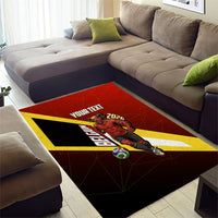 Personalized Belgium Red Devils Football Mascot Area Rug Fierce Devil Graphic With Belgian Flag