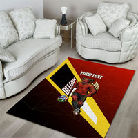 Personalized Belgium Red Devils Football Mascot Area Rug Fierce Devil Graphic With Belgian Flag