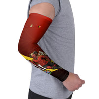Personalized Belgium Red Devils Football Mascot Arm Sleeves Fierce Devil Graphic With Belgian Flag