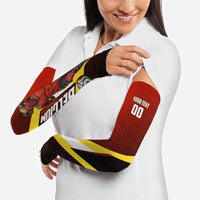 Personalized Belgium Red Devils Football Mascot Arm Sleeves Fierce Devil Graphic With Belgian Flag