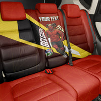 Personalized Belgium Red Devils Football Mascot Back Car Seat Cover Fierce Devil Graphic With Belgian Flag