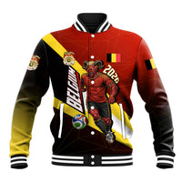 Personalized Belgium Red Devils Football Mascot Baseball Jacket Fierce Devil Graphic With Belgian Flag