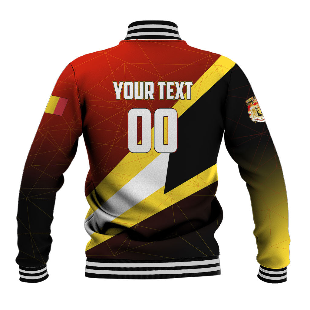 Personalized Belgium Red Devils Football Mascot Baseball Jacket Fierce Devil Graphic With Belgian Flag