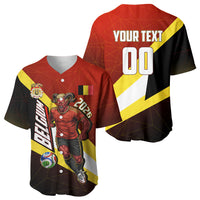 Personalized Belgium Red Devils Football Mascot Baseball Jersey Fierce Devil Graphic With Belgian Flag