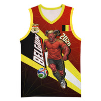 Personalized Belgium Red Devils Football Mascot Basketball Jersey Fierce Devil Graphic With Belgian Flag