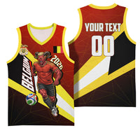Personalized Belgium Red Devils Football Mascot Basketball Jersey Fierce Devil Graphic With Belgian Flag
