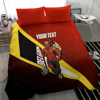 Personalized Belgium Red Devils Football Mascot Bedding Set Fierce Devil Graphic With Belgian Flag