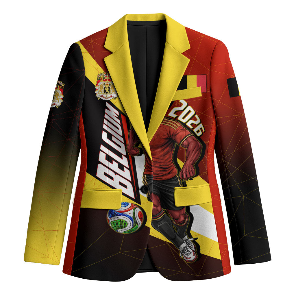 Personalized Belgium Red Devils Football Mascot Blazer Fierce Devil Graphic With Belgian Flag