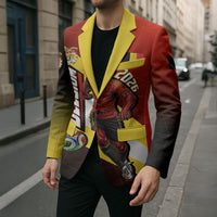 Personalized Belgium Red Devils Football Mascot Blazer Fierce Devil Graphic With Belgian Flag