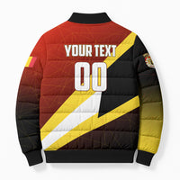 Personalized Belgium Red Devils Football Mascot Bomber Puffer Jacket Fierce Devil Graphic With Belgian Flag
