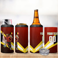Personalized Belgium Red Devils Football Mascot 4 in 1 Can Cooler Tumbler Fierce Devil Graphic With Belgian Flag