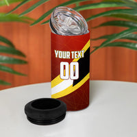 Personalized Belgium Red Devils Football Mascot 4 in 1 Can Cooler Tumbler Fierce Devil Graphic With Belgian Flag
