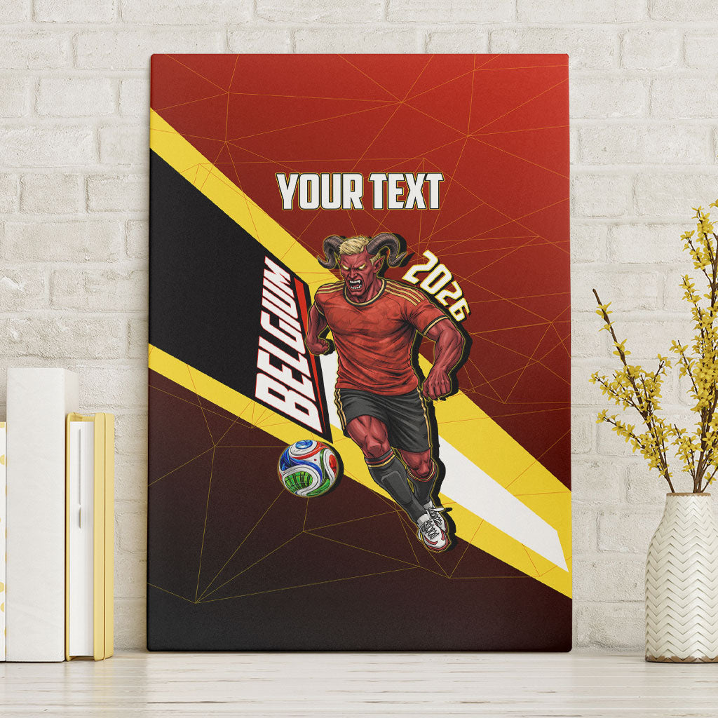 Personalized Belgium Red Devils Football Mascot Canvas Wall Art Fierce Devil Graphic With Belgian Flag