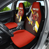 Personalized Belgium Red Devils Football Mascot Car Seat Cover Fierce Devil Graphic With Belgian Flag