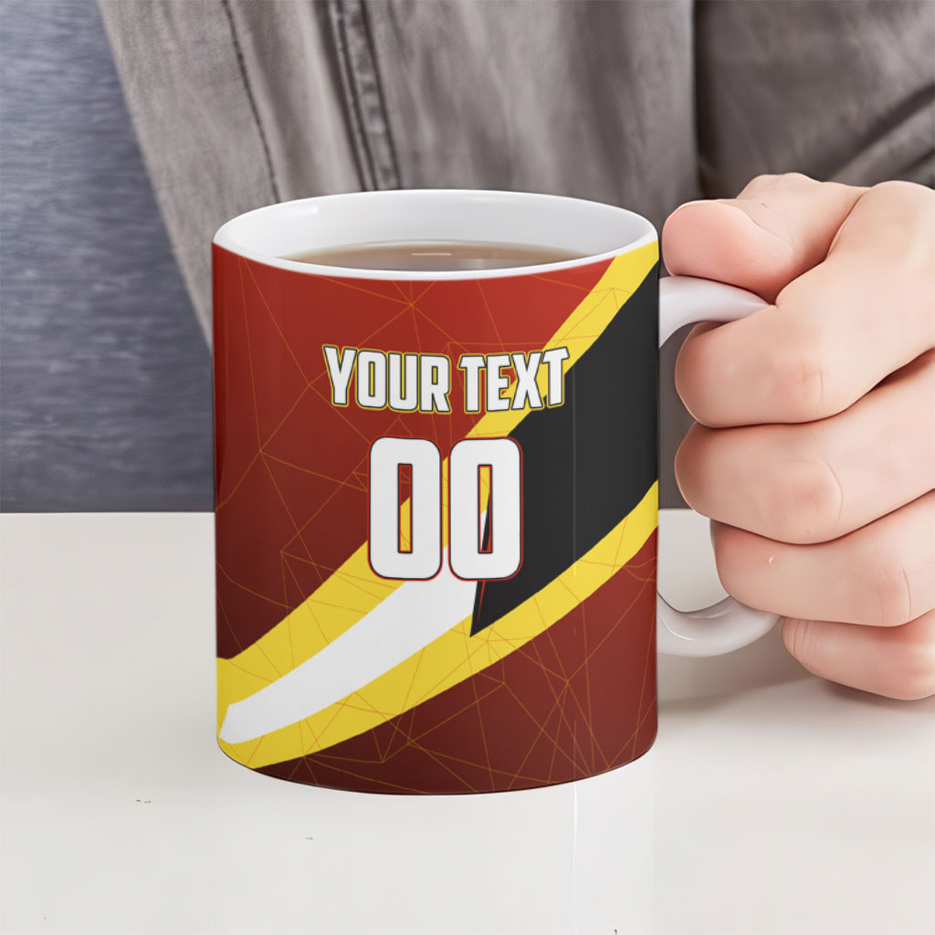Personalized Belgium Red Devils Football Mascot Ceramic Mug Fierce Devil Graphic With Belgian Flag