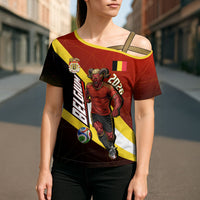 Personalized Belgium Red Devils Football Mascot Cross Shoulder Shirt Fierce Devil Graphic With Belgian Flag