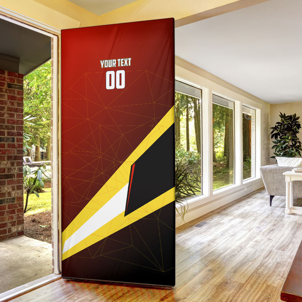 Personalized Belgium Red Devils Football Mascot Door Cover Fierce Devil Graphic With Belgian Flag