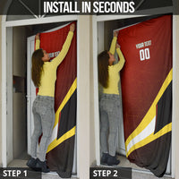 Personalized Belgium Red Devils Football Mascot Door Cover Fierce Devil Graphic With Belgian Flag