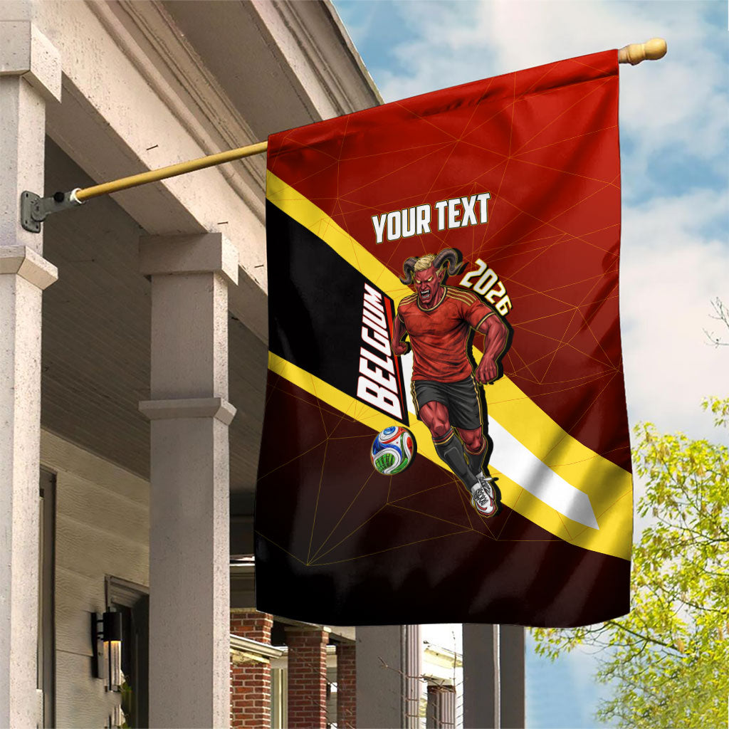 Personalized Belgium Red Devils Football Mascot Garden Flag Fierce Devil Graphic With Belgian Flag