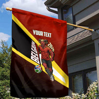 Personalized Belgium Red Devils Football Mascot Garden Flag Fierce Devil Graphic With Belgian Flag