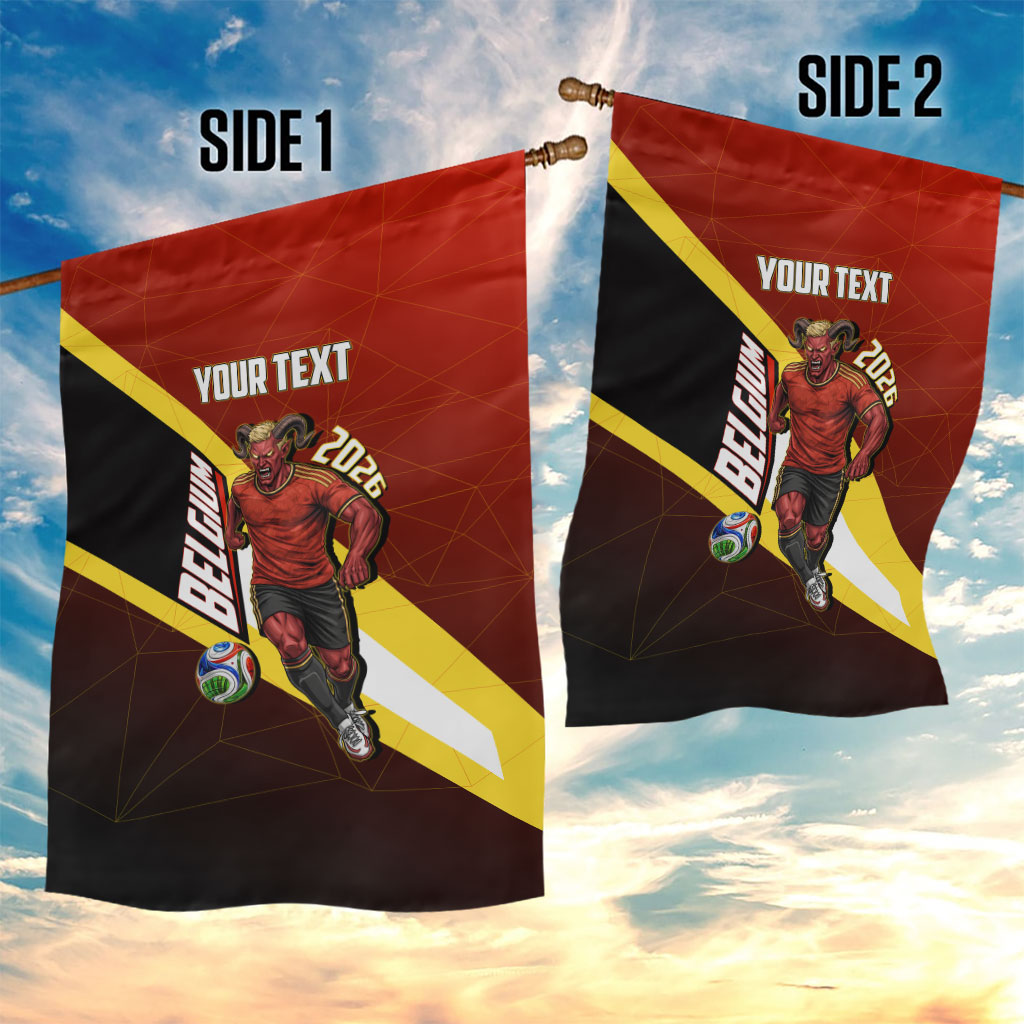 Personalized Belgium Red Devils Football Mascot Garden Flag Fierce Devil Graphic With Belgian Flag