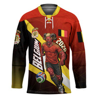 Personalized Belgium Red Devils Football Mascot Hockey Jersey Fierce Devil Graphic With Belgian Flag