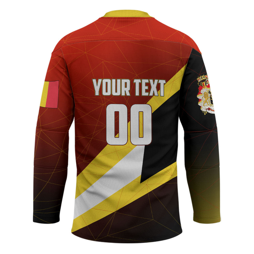 Personalized Belgium Red Devils Football Mascot Hockey Jersey Fierce Devil Graphic With Belgian Flag