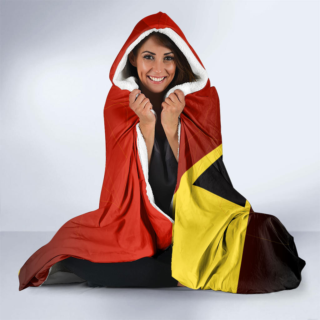 Personalized Belgium Red Devils Football Mascot Hooded Blanket Fierce Devil Graphic With Belgian Flag