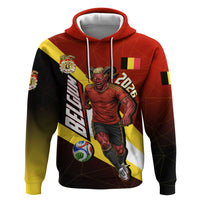 Personalized Belgium Red Devils Football Mascot Hoodie Fierce Devil Graphic With Belgian Flag