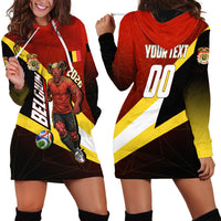 Personalized Belgium Red Devils Football Mascot Hoodie Dress Fierce Devil Graphic With Belgian Flag