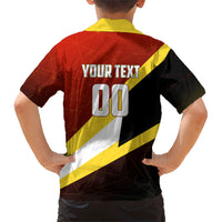 Personalized Belgium Red Devils Football Mascot Kid Hawaiian Shirt Fierce Devil Graphic With Belgian Flag