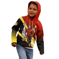 Personalized Belgium Red Devils Football Mascot Kid Hoodie Fierce Devil Graphic With Belgian Flag