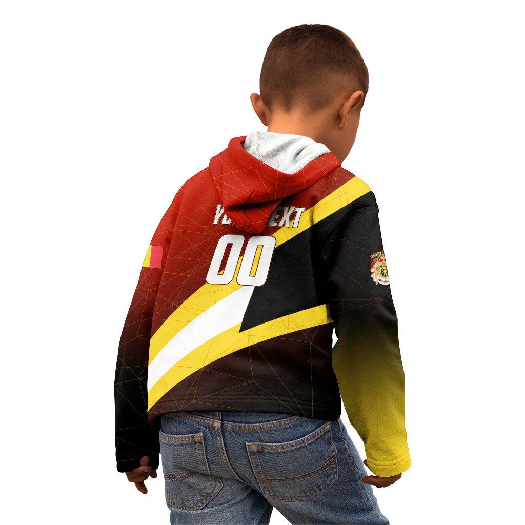 Personalized Belgium Red Devils Football Mascot Kid Hoodie Fierce Devil Graphic With Belgian Flag