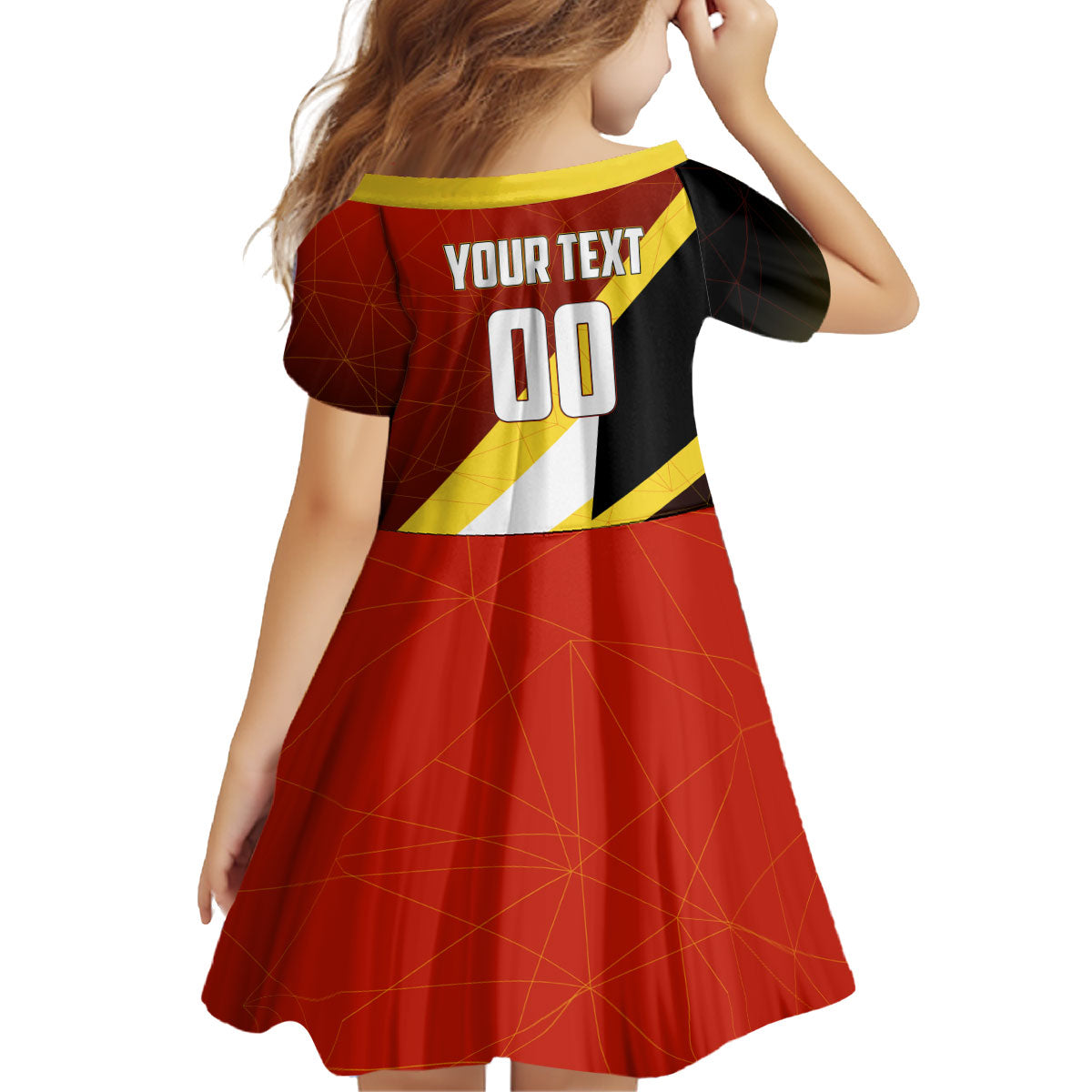 Personalized Belgium Red Devils Football Mascot Kid Short Sleeve Dress Fierce Devil Graphic With Belgian Flag