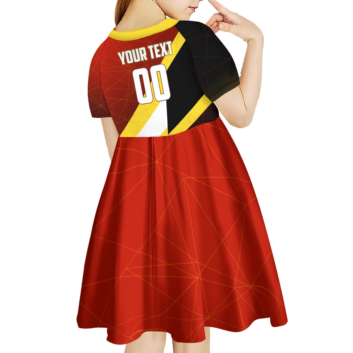Personalized Belgium Red Devils Football Mascot Kid Short Sleeve Dress Fierce Devil Graphic With Belgian Flag