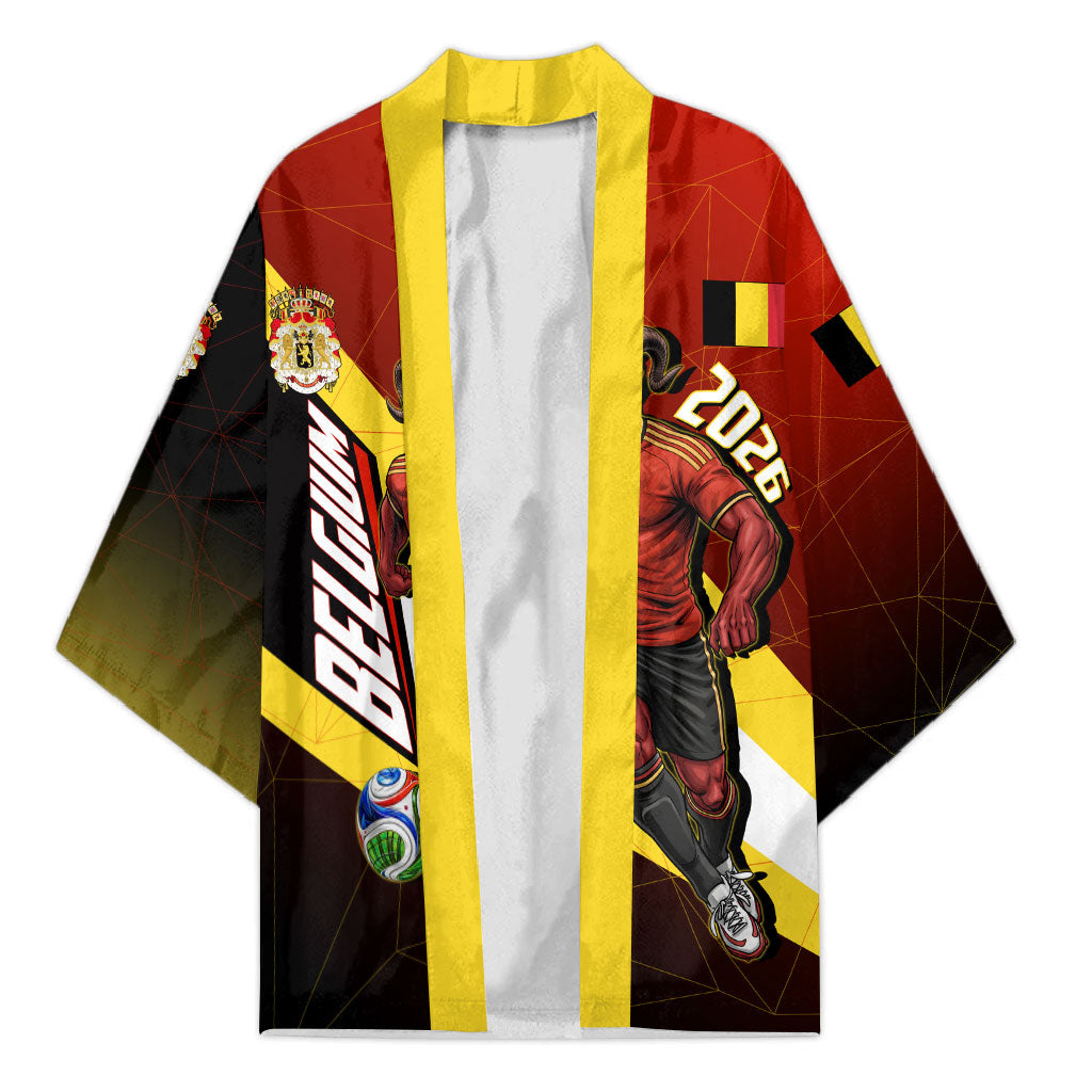 Personalized Belgium Red Devils Football Mascot Kimono Fierce Devil Graphic With Belgian Flag