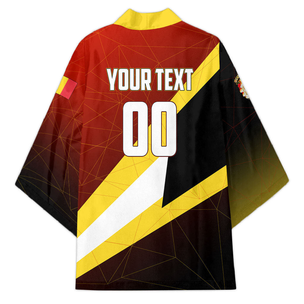 Personalized Belgium Red Devils Football Mascot Kimono Fierce Devil Graphic With Belgian Flag