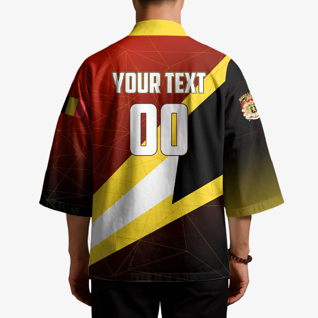 Personalized Belgium Red Devils Football Mascot Kimono Fierce Devil Graphic With Belgian Flag