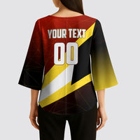 Personalized Belgium Red Devils Football Mascot Kimono Sleeve Blouse Fierce Devil Graphic With Belgian Flag