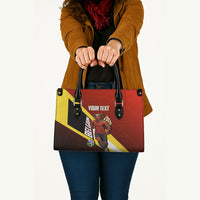Personalized Belgium Red Devils Football Mascot Leather Bag Fierce Devil Graphic With Belgian Flag