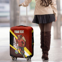 Personalized Belgium Red Devils Football Mascot Luggage Cover Fierce Devil Graphic With Belgian Flag