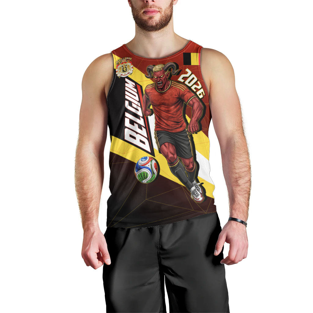 Personalized Belgium Red Devils Football Mascot Men Tank Top Fierce Devil Graphic With Belgian Flag